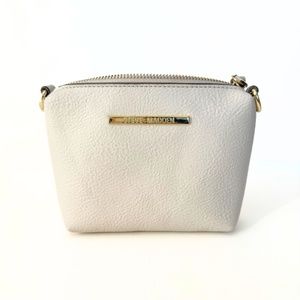 Steve Madden Beige Zip Clutch Purse with Gold Accents